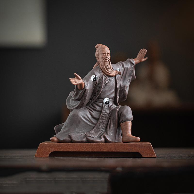 Ceramics Taiji Zhang Sanfeng Legend Figure Statue Wudang School of Chinese Taoism Home Living Room Office Decorative Accessories