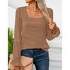 BITCED Women's Fashion Casual Long Sleeve Square Collar Blouses & Shirts