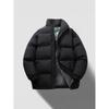 Unisex Solid Color Padded Winter Jacket - Trendy, Warm Loose Fit with Stand Collar.