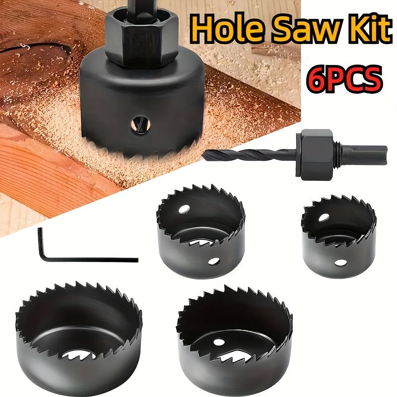 6Pcs Hole Saw Kit Durable Carbon Steel Metal Circle Power Drill Hole Cutter for Wood PVC and Plastic Woodworking Tools