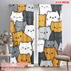 2 Stück 2D-Flachdruck Fensterbehandlung Vorhänge Niedliche Katzen Kawaii 100% Polyester Ohne Strom 0 für Wohnzimmer Außenbereich
