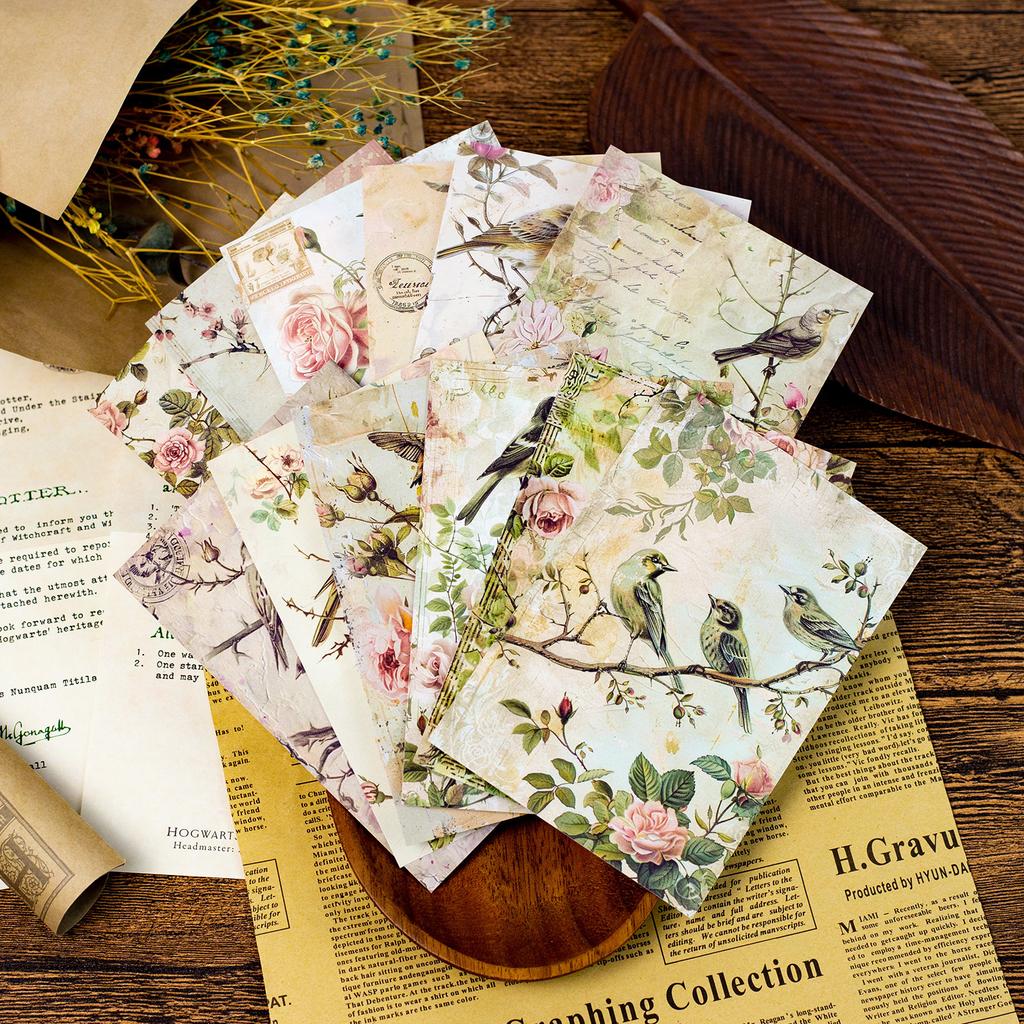 12 Chinese Painting Flowers And Birds Freehand Theme Ink Painting Material Paper Antique Peony Handbook Decoration Collage Backing Paper