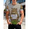 Summer Plus Men's Casual T-shirt Fashionable Blue Cat 3D Printed Sports Short Sleeved Round Neck Tops