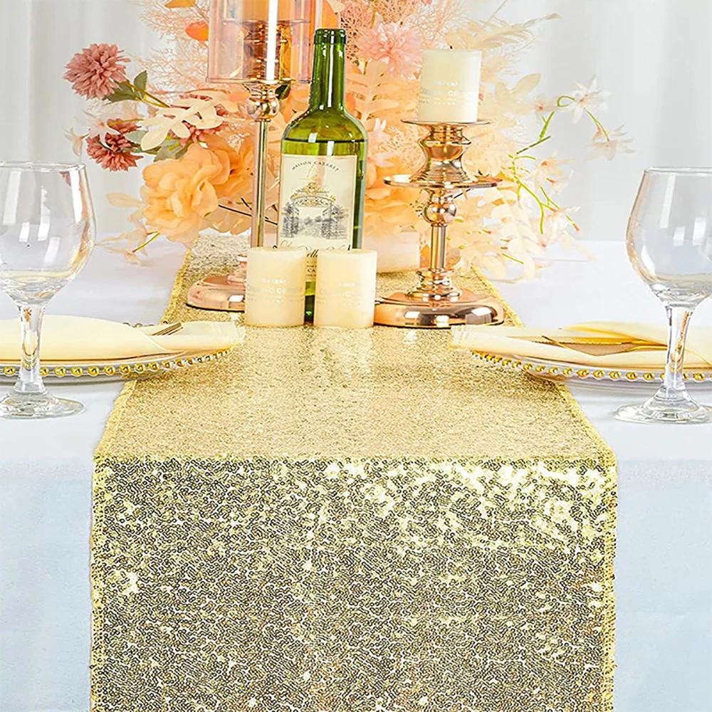 Runtowo Sparkly Sequin Table Runners for Wedding Decoration Glitter Table Runners Birthday Baby Shower Party Decor