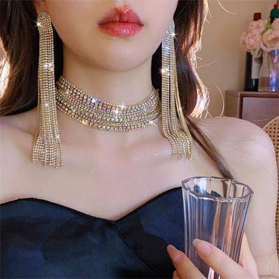 Exaggerated Rhinestone Geometric Multi-layer Necklace - High-End Luxury Clavicle Chain