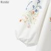 ZANZEA Women Round Neck Long Sleeve Casual Floral Print Blouse