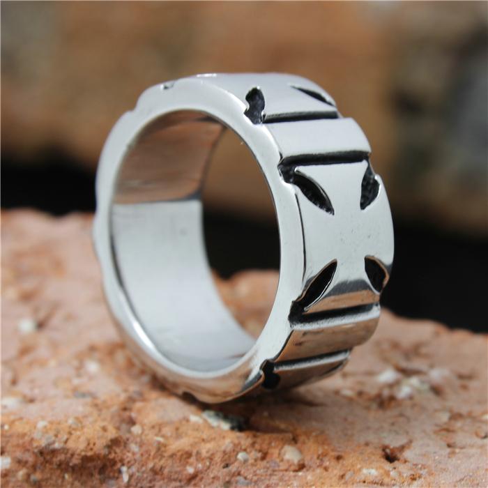New Fashion Ring 316L Stainless Steel Men Boys Band Ring Cross Ring Fashion Party Ring