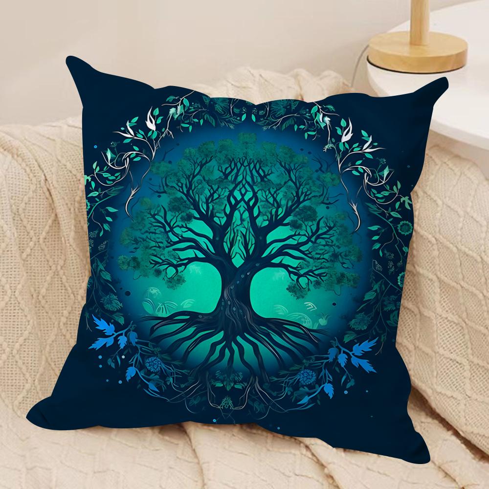 Tree Of Life Abstract Cushion Cover Silky Short Plush Invisible Zipper Dustproof Sofa Pillow Case For Home Decor