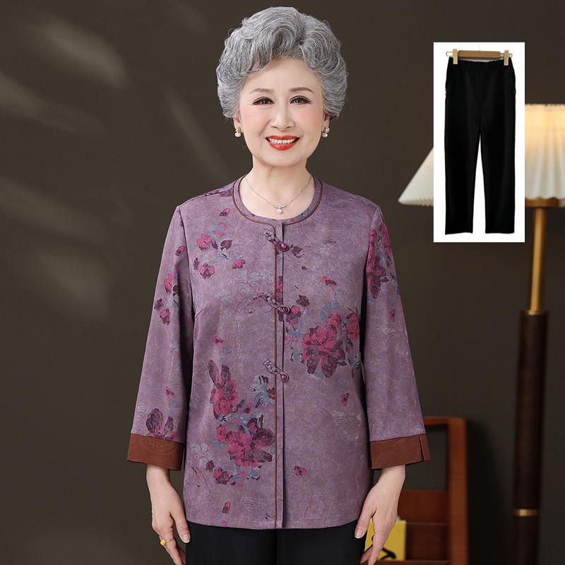 Elderly Women's Summer Chinese-Style Top - Grandma's Fashionable Shirt