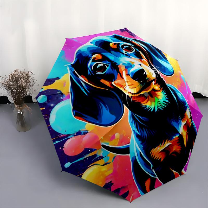 1pc Colorful Dachshund Artwork Umbrella with Plastic Handle,Suitable for All Seasons Home Travel Outdoor UmbrellaDD301
