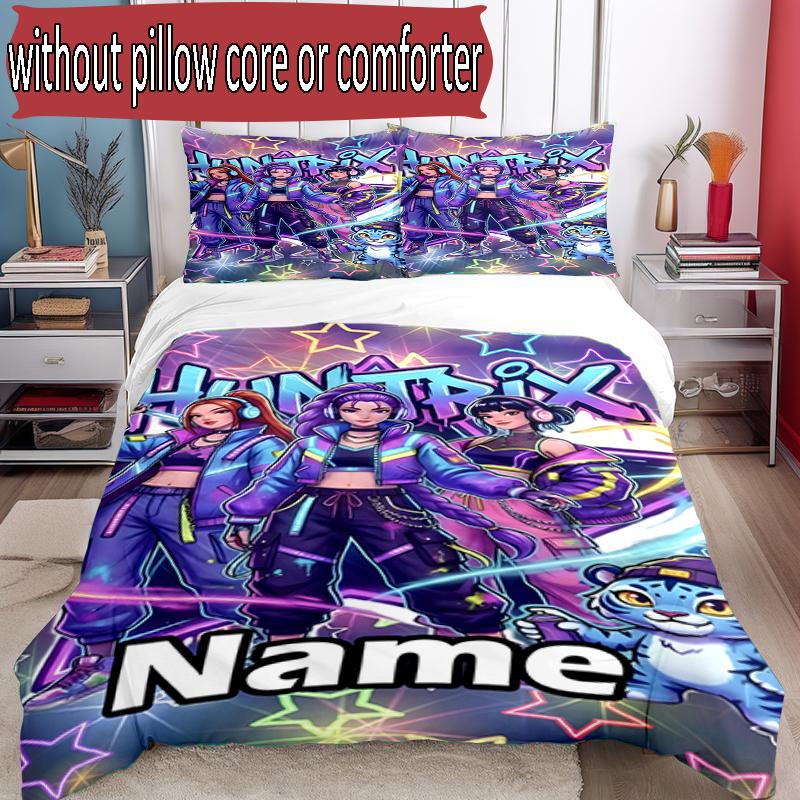 Set copripiumino 3 pezzi (1*Copripiumino + 2*Federe, Senza Nucleo), Set Biancheria da Letto Personalizzato con Nome KPop Cacciatori di Demoni, Decorazione Camera da Letto Casa Regalo
