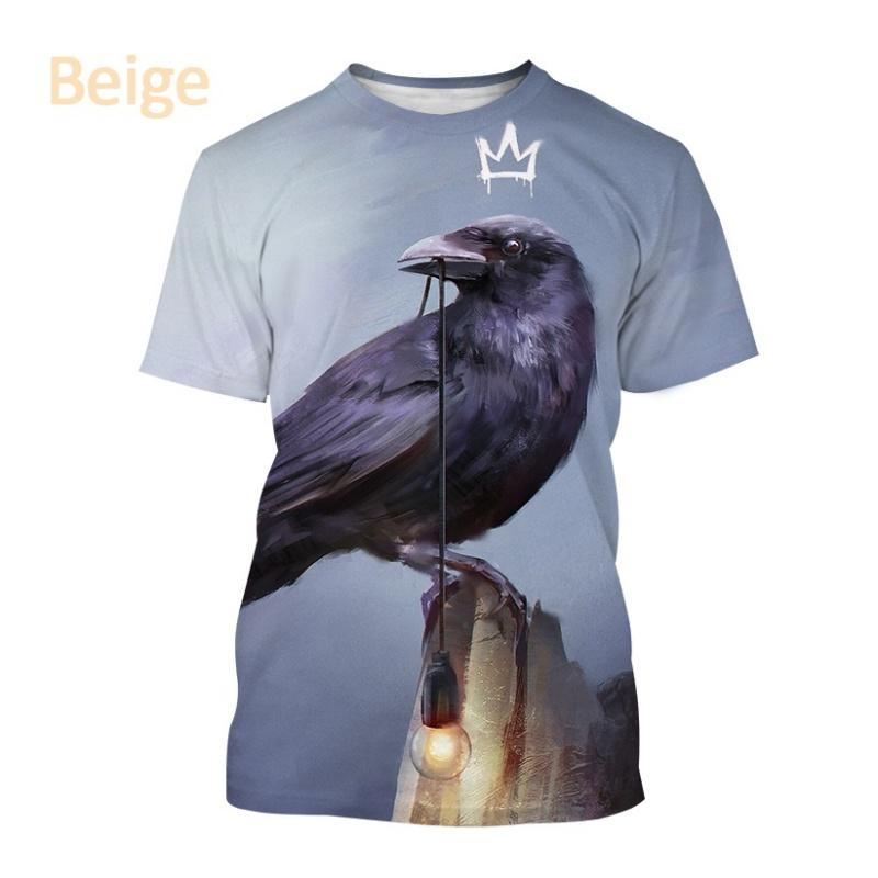 Bird King Eye Pattern T-shirt Men's Cool Bird 3D Printed Summer Breathable Round Neck Short Sleeve Top