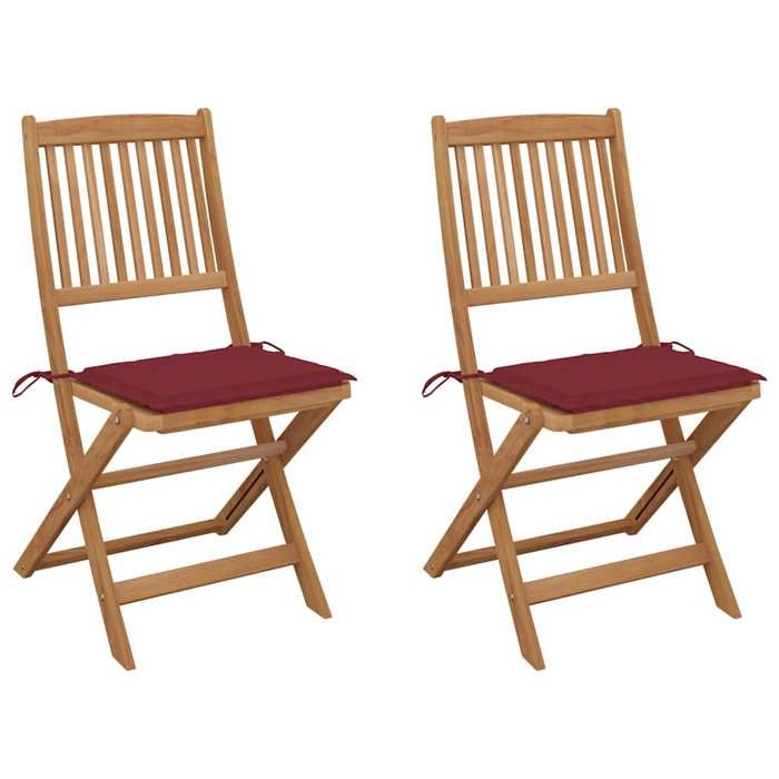 VidaXL Lot de 2 Chaises Pliables de Jardin avec Coussins, Sièges de Terrasse, Chaises de Salle à Manger, Meubles de Patio 3064653