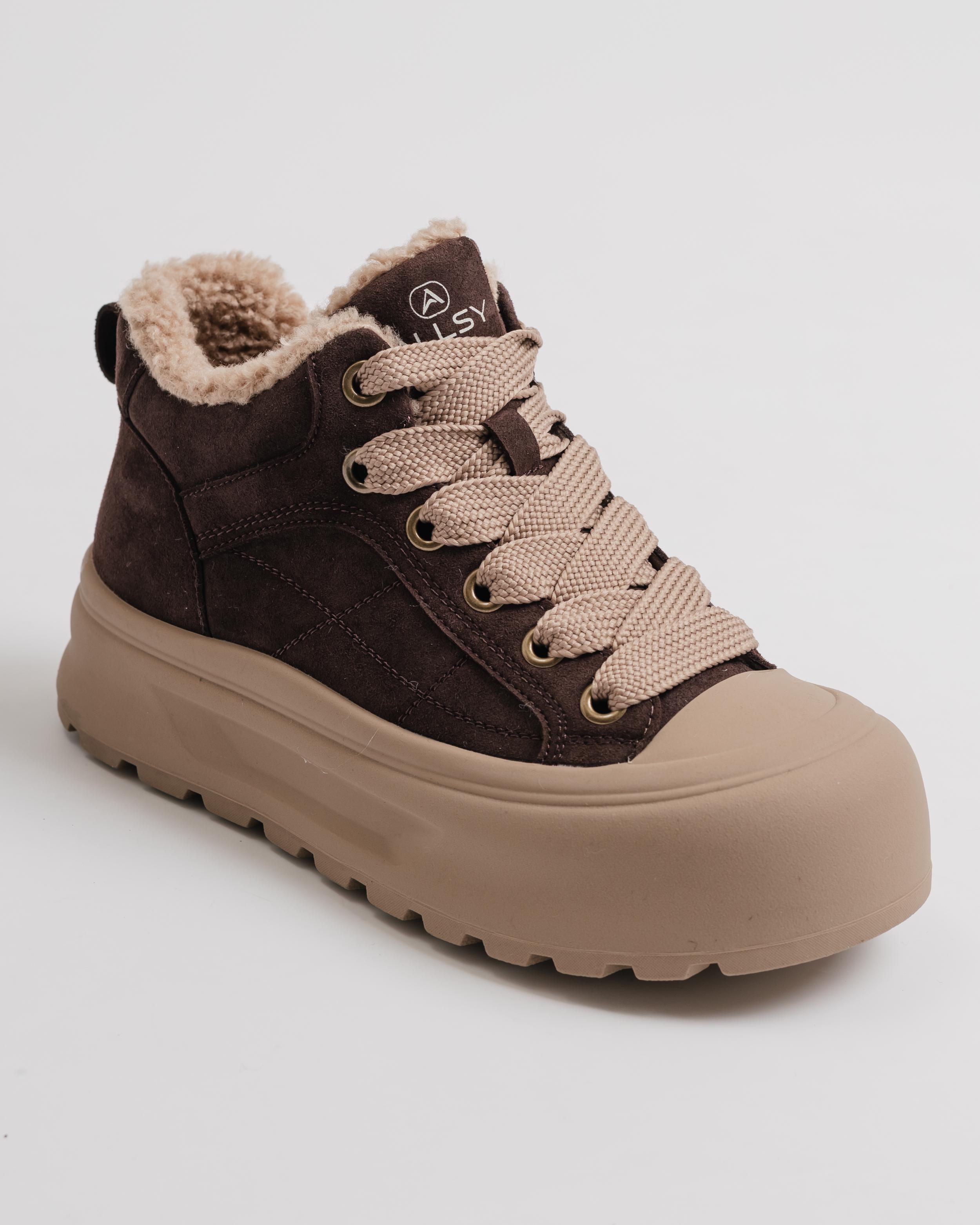 

Ботинки на платформе короткие Allsy 20254 36 коричневые замша байка 41 коричневий