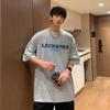 Men Short Sleeve T-Shirts Letter Graphic Print Half Sleeve Tshirts Men Clothing Casual Tee Man Korean Casual Round Neck Retro Tops For