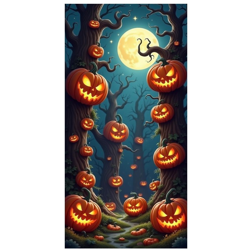 Jack O Lantern Banner Starry Sky Forest Theme Banner Pumpkin Banner Halloween Theme Spooky Decoration For Autumn Celebration