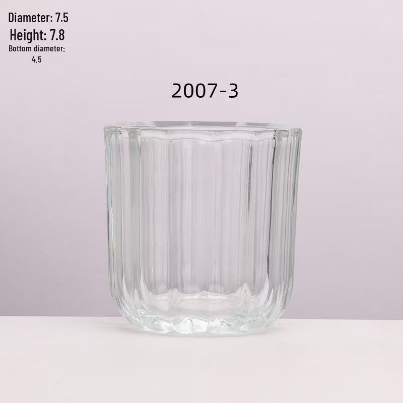 Thickened European Stripe Glass Candle Jar with Arched Bottom