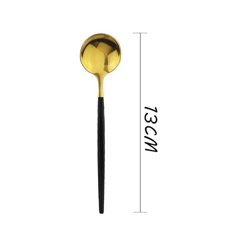 

Набір столових приборів із нержавіючої сталі Чорне золото Столовий посуд Ножі Виделка Ложка Столовий набір Кухонний столовий посуд Срібний посуд 1Pcs Tea Spoon золотий/чорний