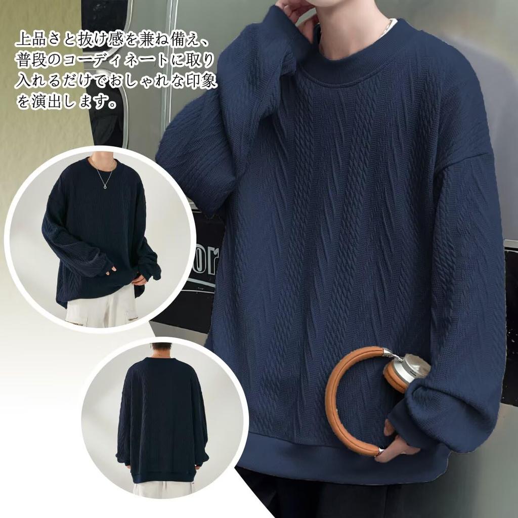 Bligo Fall Long Loose Herringbone Trendy Pullover Korean Dark Men's Sweatshirt, Sleeve, Oversized, Casual, Fit, Stylish, Simple, Popular, Print, Top,