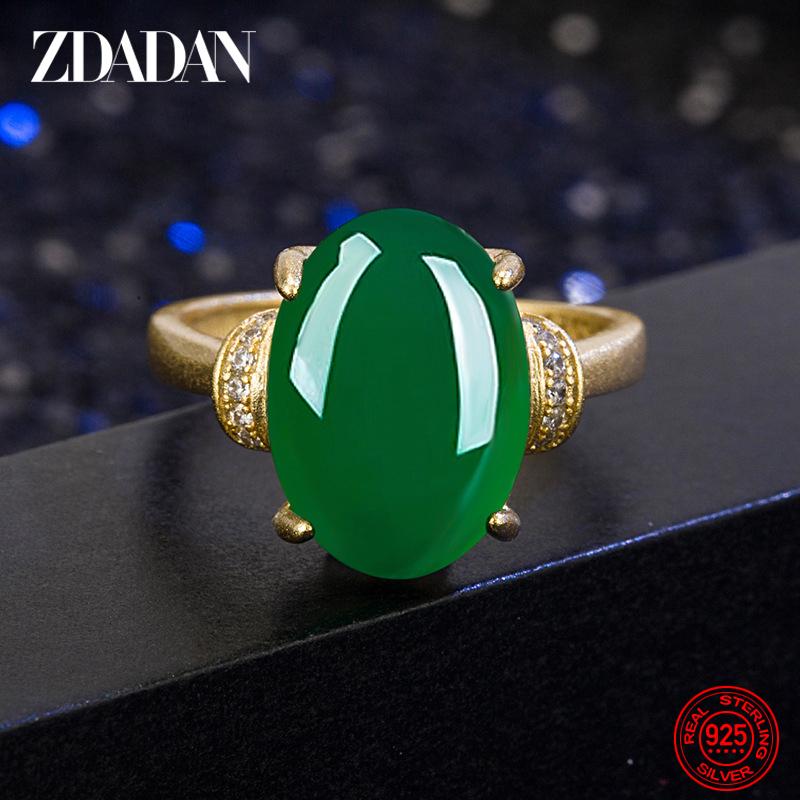 925 Sterling Silver Jade Finger Rings for Women Fashion Party Jewelry