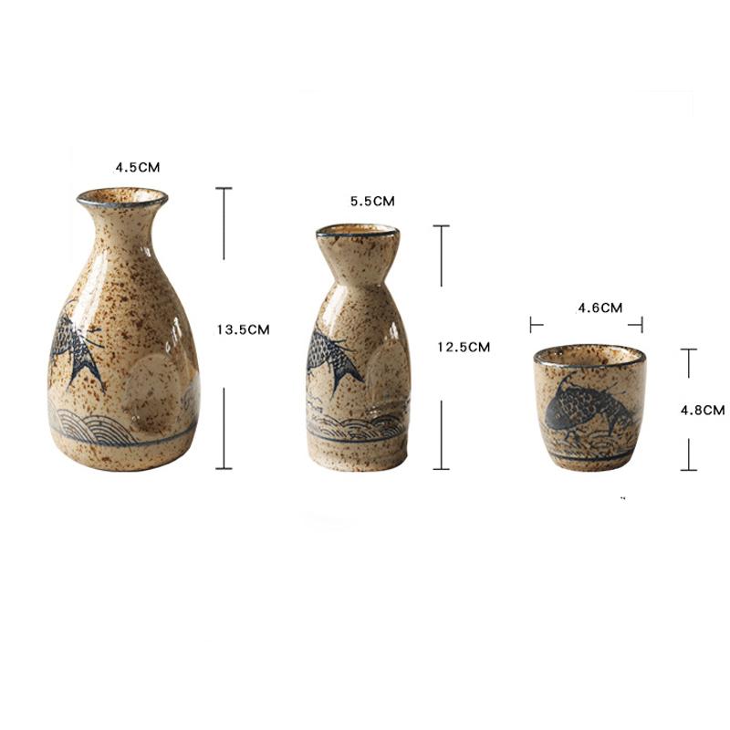 Creative Round Antique Handmade Hip Flask Set Ceramics Japanese Wine Flask Household Gift Bouteille Verre Kitchen Dining Bar