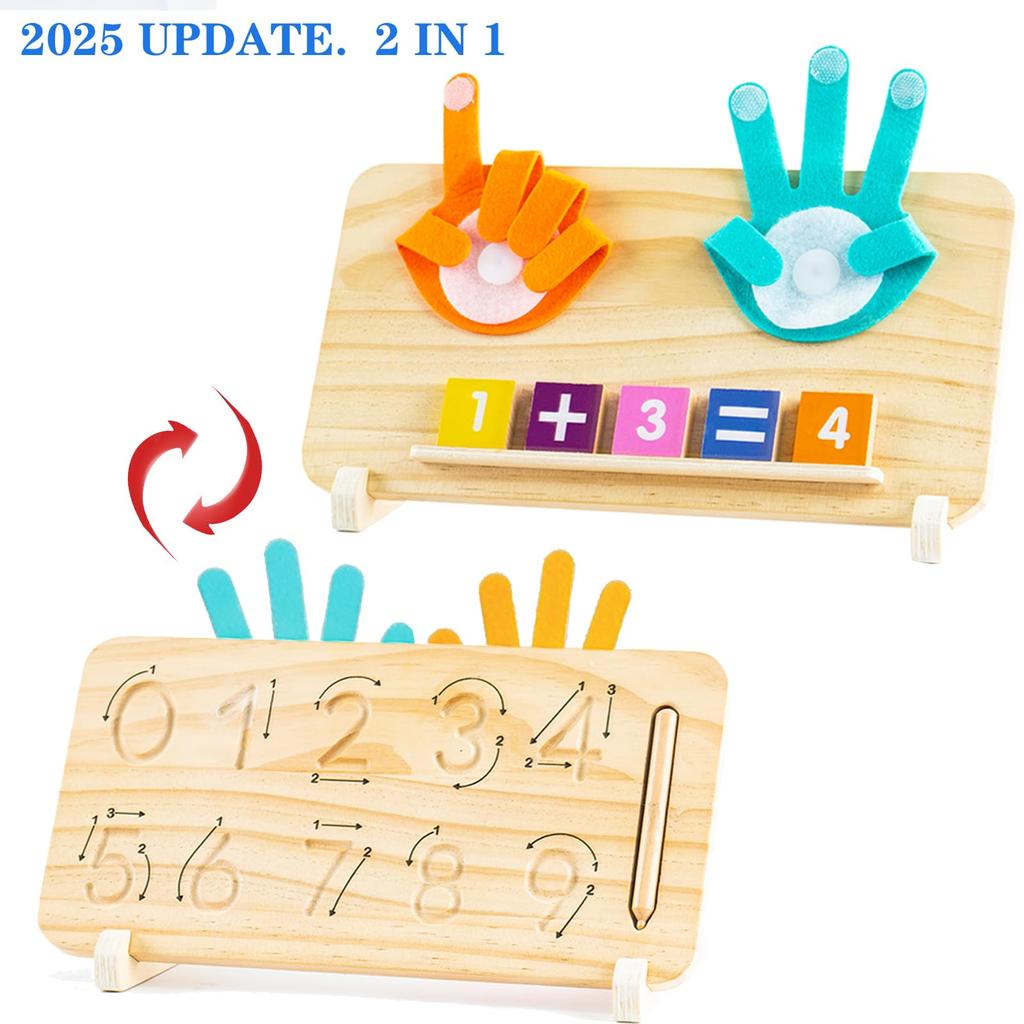 Toys Educational Montessori for Toddlers Double-Sided Preschool Learning Math Manipulatives Number Finger Counting Block for Kid