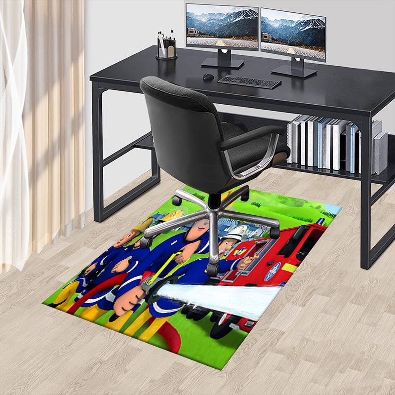 1pc Firefighters Station Carpet for Playroom Bedroom Living Room Sofa Home Decor,kids Game Area Rug Non-slip Floor Mat Y72893