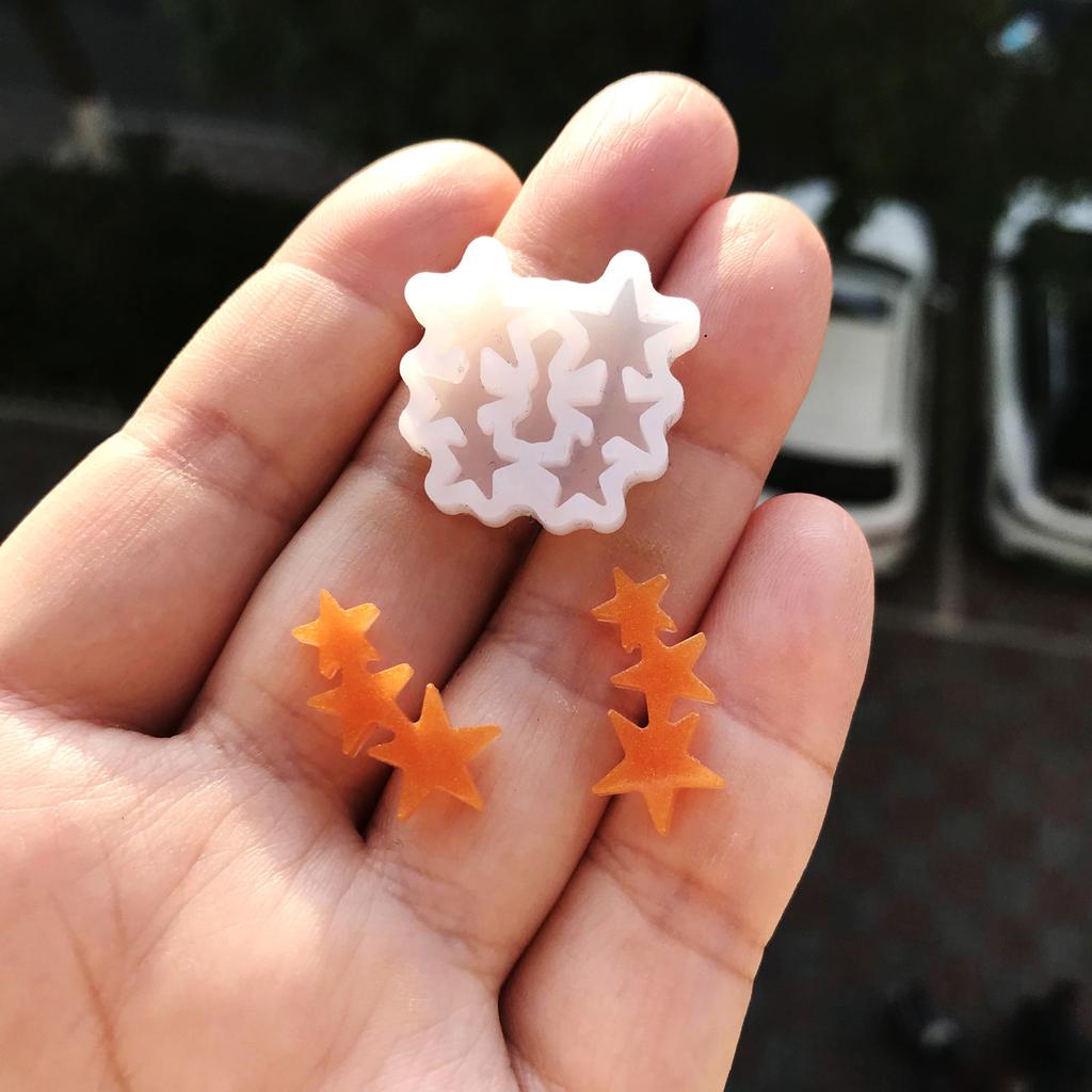 Pentagram Combination Stud Earrings Mold Epoxy Ornament Mold Resin Casting Pendant Mold Suitable for Home Decor