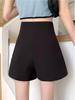 High-Waisted Black Wide-Leg Pants for Women: Casual Spring/Summer Bootcut Shorts