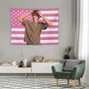 A Malachi Barton American Flag Tapestry Vibrant Pink Red Stars Stripes Wall Decor Horizontal Fabric Wall Hanging White Stars