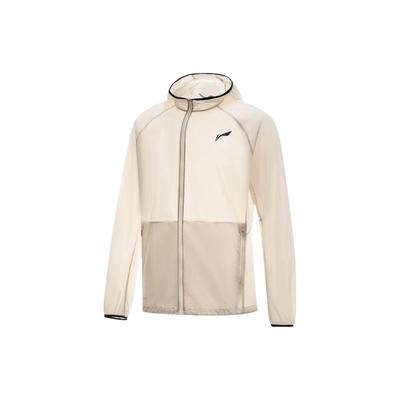 Li Ning Color Block Reißverschluss Kapuzen Langarm Sonnenschutz Windjacke Herrenjacken Mondschein-Grau AFDT183-5