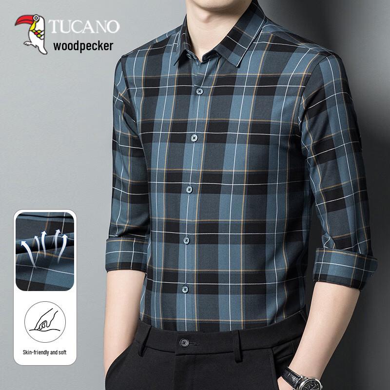 TUCANO Men s Spring/Autumn Wrinkle-Resistant Non-Iron Long Sleeve Shirt 3XL
