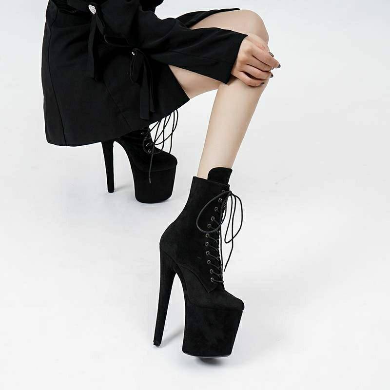 20CM Frauen High Heels Sexy Pole Dance Plattform Nachtclub Modell Laufsteg Kurze Stiefel Club Schuhe