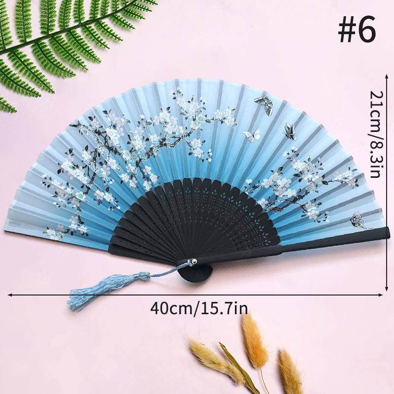 Folding Fan Lace Flower Decor Chinese Style Fan Hand Held Anitque Art Craft Japnese Summer Female Dance Home Party Decoration