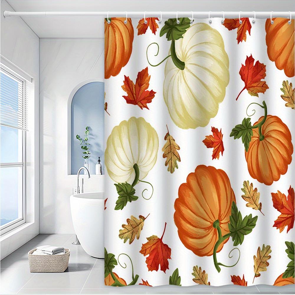 

Autumn Harvest Shower Curtain - Vibrant Pumpkin & Fall Leaf Theme For Bathroom Decor, Adds Seasonal Warmth And Festive Spirit W60H190(CM)-1 Pcs