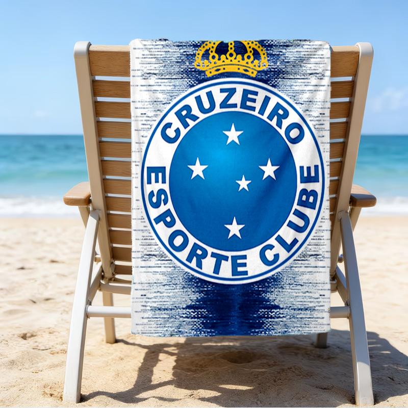 Cru-zeiro Esporte Club Crest Printed Beach Towel, Super Soft Microfiber, Perfect Gift Birthday, for Pool, Beach, Travel, for Family and Friends