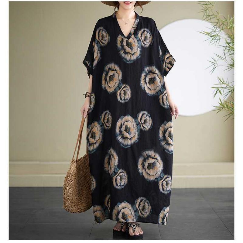 V-Neck Vintage Long Flesh-Covering Dresses