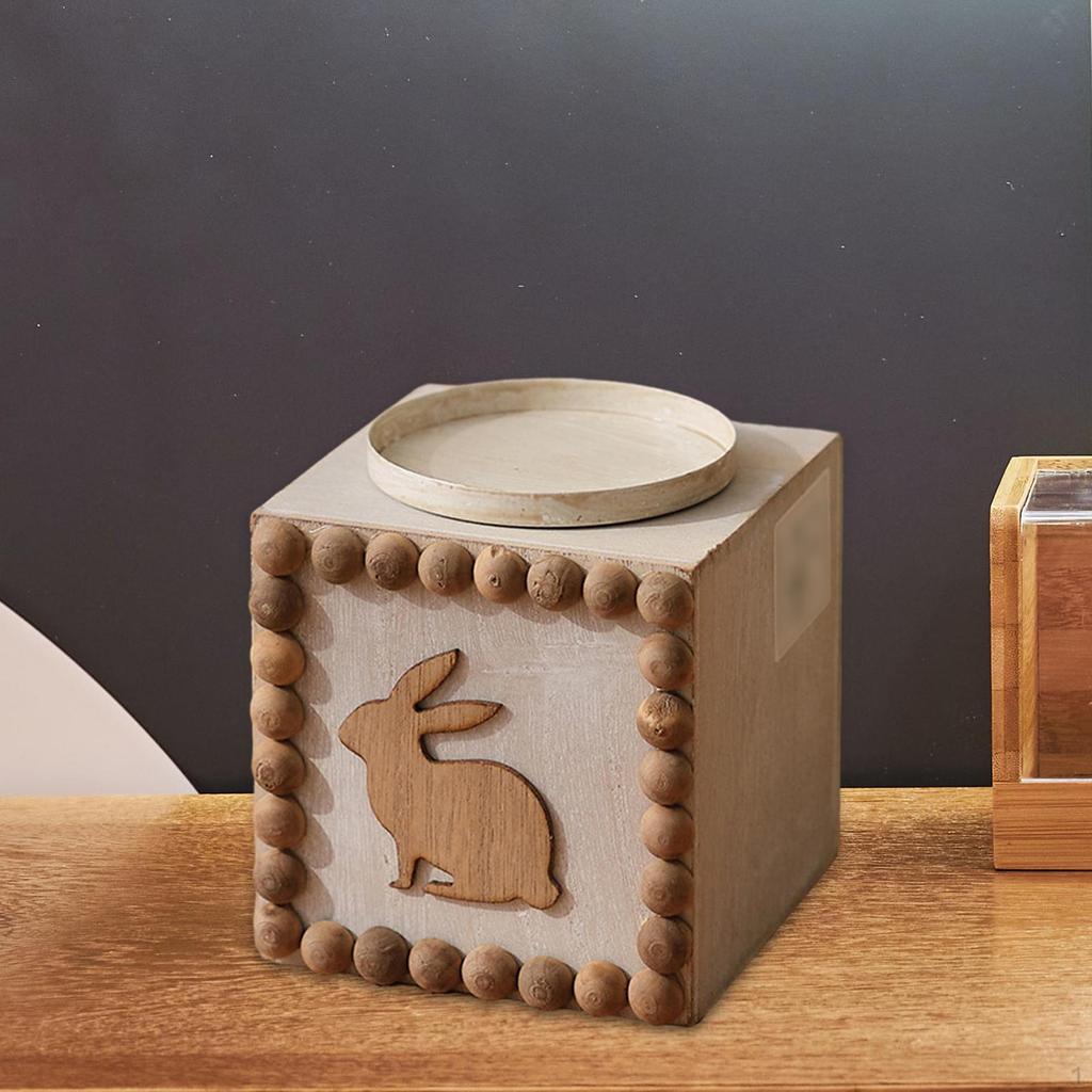 Bunny Print Wooden Candle Holder - Perfect for Home And Events