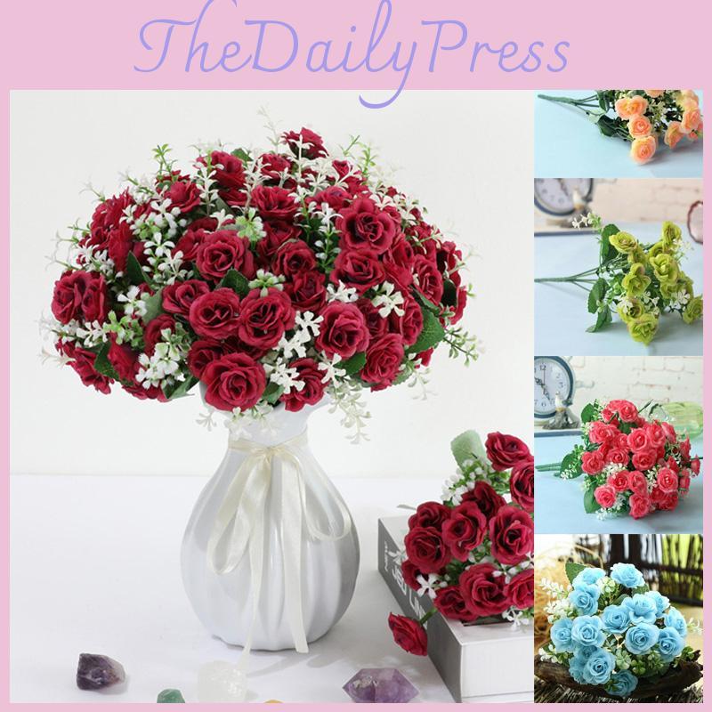 Realistic 15 Heads Artificial Rose Silk Bouquet For Exquisite Wedding And Event Decoration