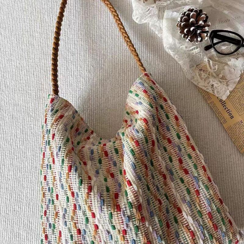 

Весенне-летние новые женские сумки модные контрастные холщовые большие сумки