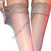 M68A Lace Trim Over Knee Nylon Stockings With Silicone Grip Shimmering Glossy See Through Thigh High Long Socks For Women