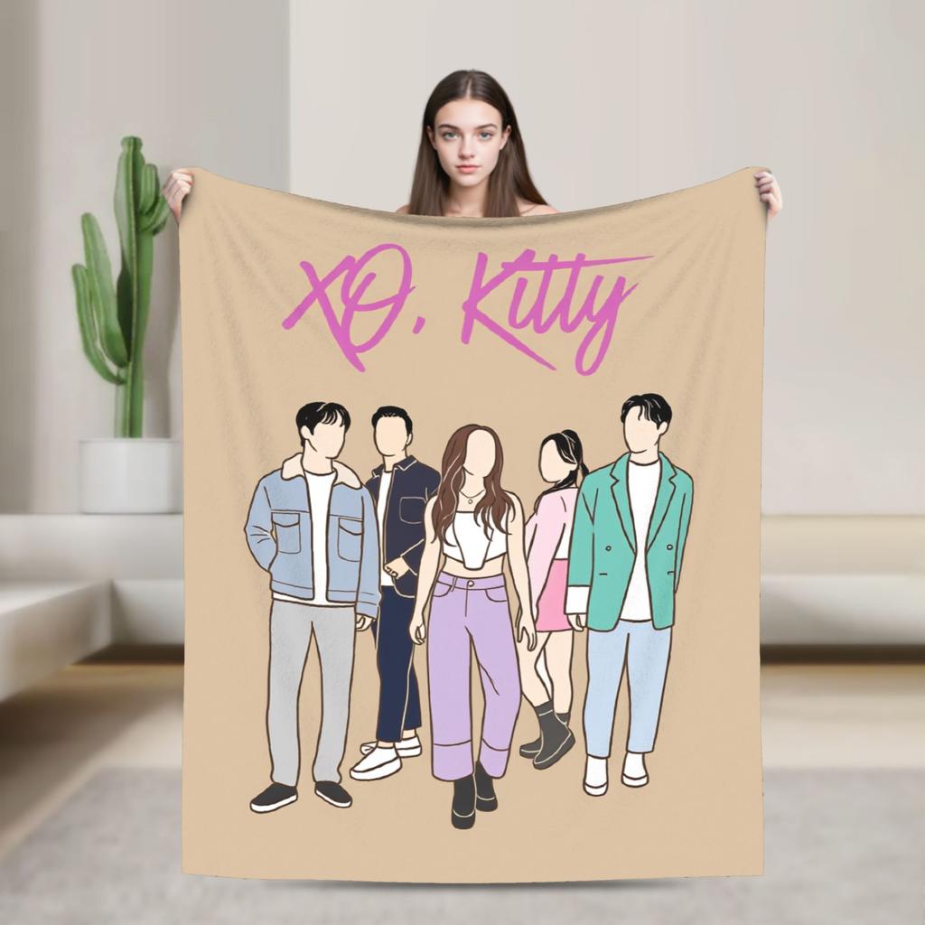 TV XO Kitty Kim Min Ho Plush Blanket Children  Flannel Throw Blanket For Living Room Warm Soft Custom DIY Quality Bedspread Gift