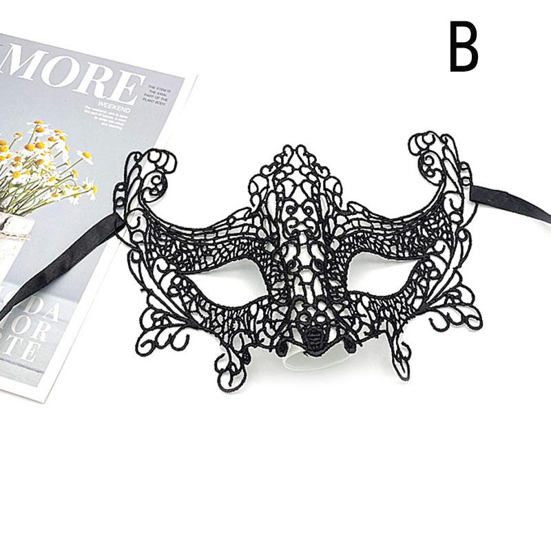 Women Hollow Lace Masquerade Face Mask Sexy Cosplay Halloween Masquerade Mask B