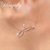 Colar Haiyufly Personalizado com Zircônia para Mulheres Joias de Aço Inoxidável Corrente com Letra Bling Personalizada Placa de Nome Corrente Presente