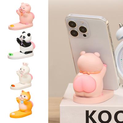 Cartoon Animal Cell Phone Holder Pig Dog Bunny Panda Resin Figurine Statue Sculpture Mobile Phone