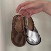 2025 Summer Children's Sandals Boys Baotou Soft Sole Beach Shoes Cross Breathable Soft Sole Girls Woven Belt Sandals