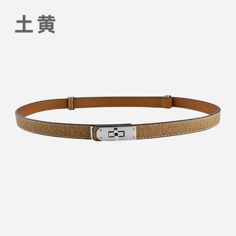 Leather Lock Adjustable Belt Women'S Premium Cowhide Waist Seal With Dress Decorative Belt
