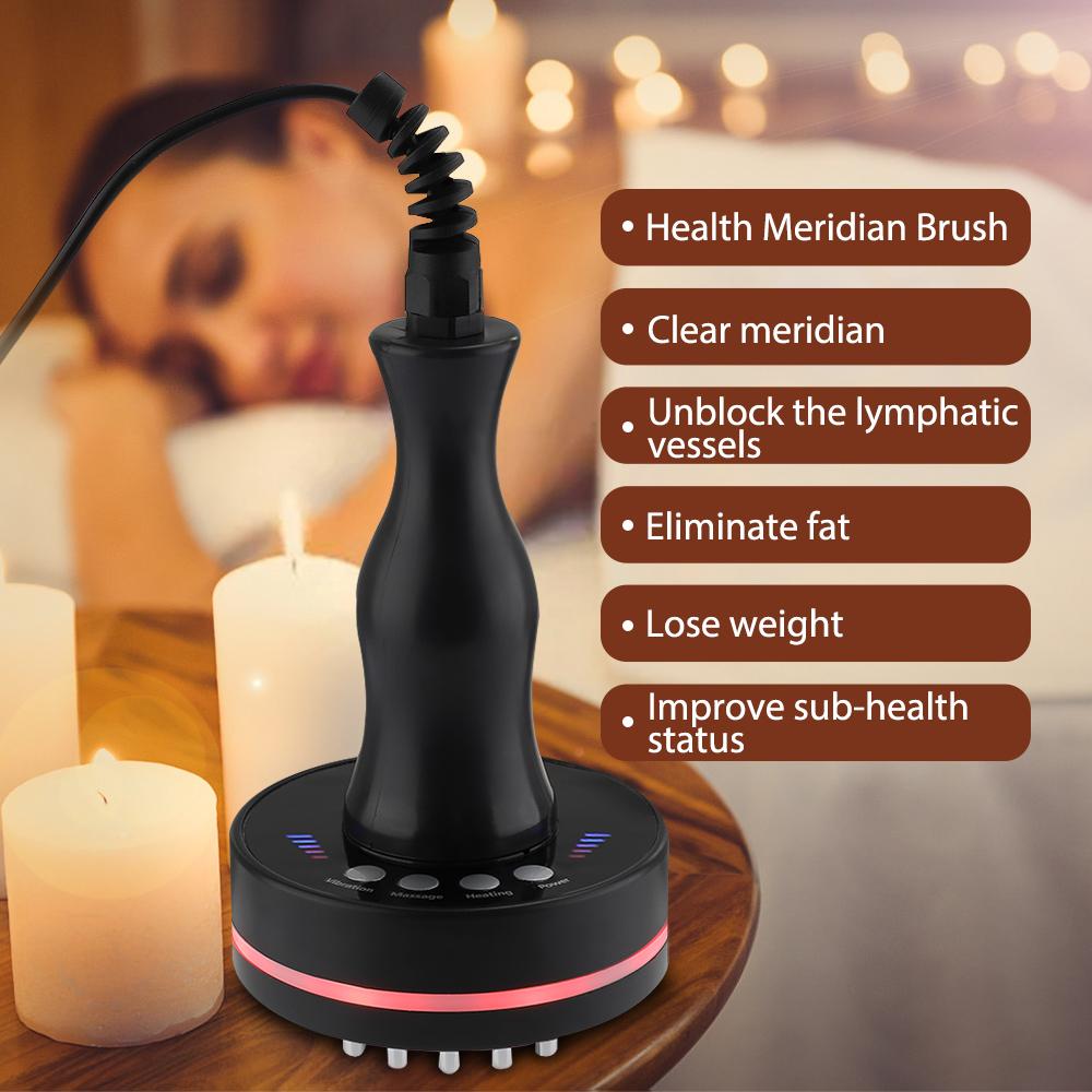 Electric Body Gua Sha Massager Fat Burning Scraping Slimming Machine Meridian Brush Guasha Tool Vibration Infrared Heat Anti Cellulite