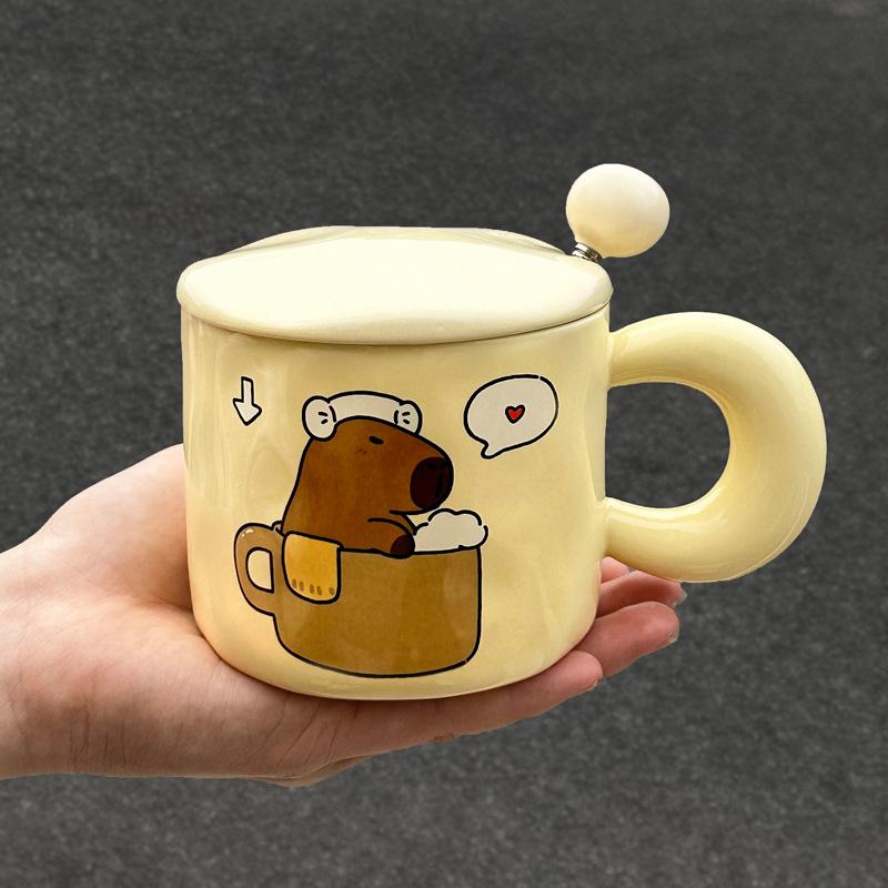 

Kapibala Ceramic Mug with Lid To Give Birthday Gift for Girls Best Friend Practical Cup Souvenir Gift Box 401-500ml