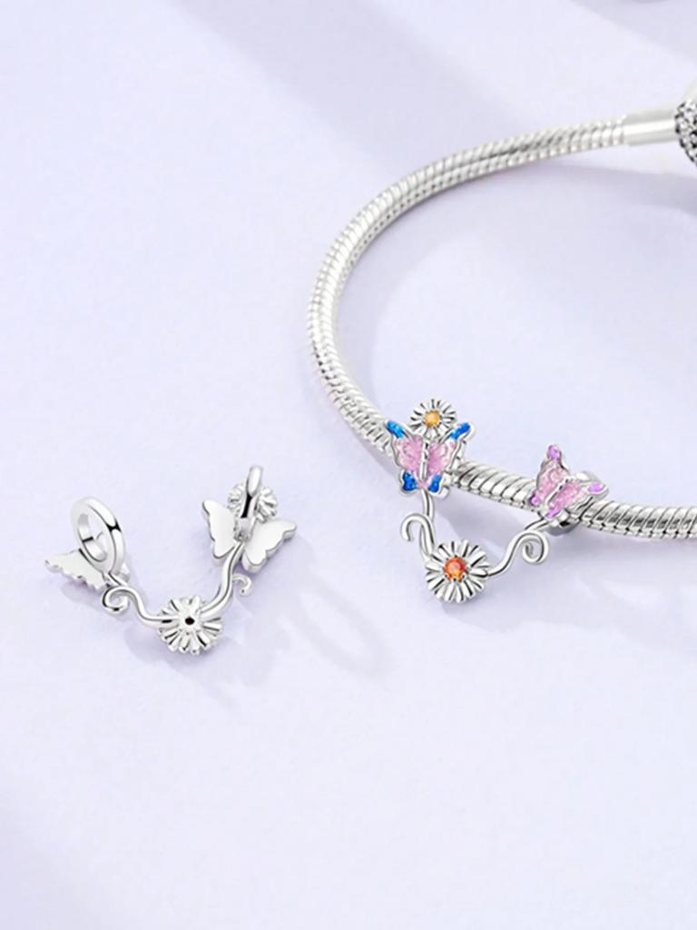 Copper Plated Original Charmssunflower Butterfly Safety Chains Beads Fit Bracelet Women'S Jewelry Gift